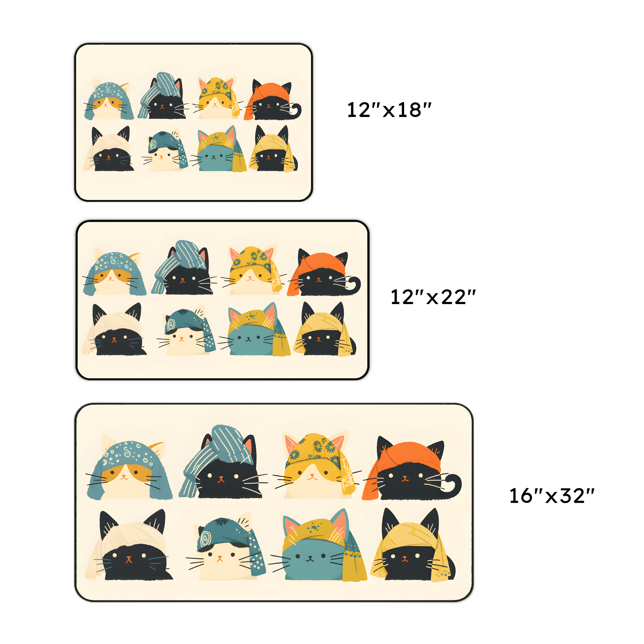 Cute Cat Faces Desk Mat