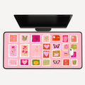 Pink Stamp Collage Desk Mat