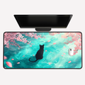 Cat by Cherry Blossoms Desk Mat