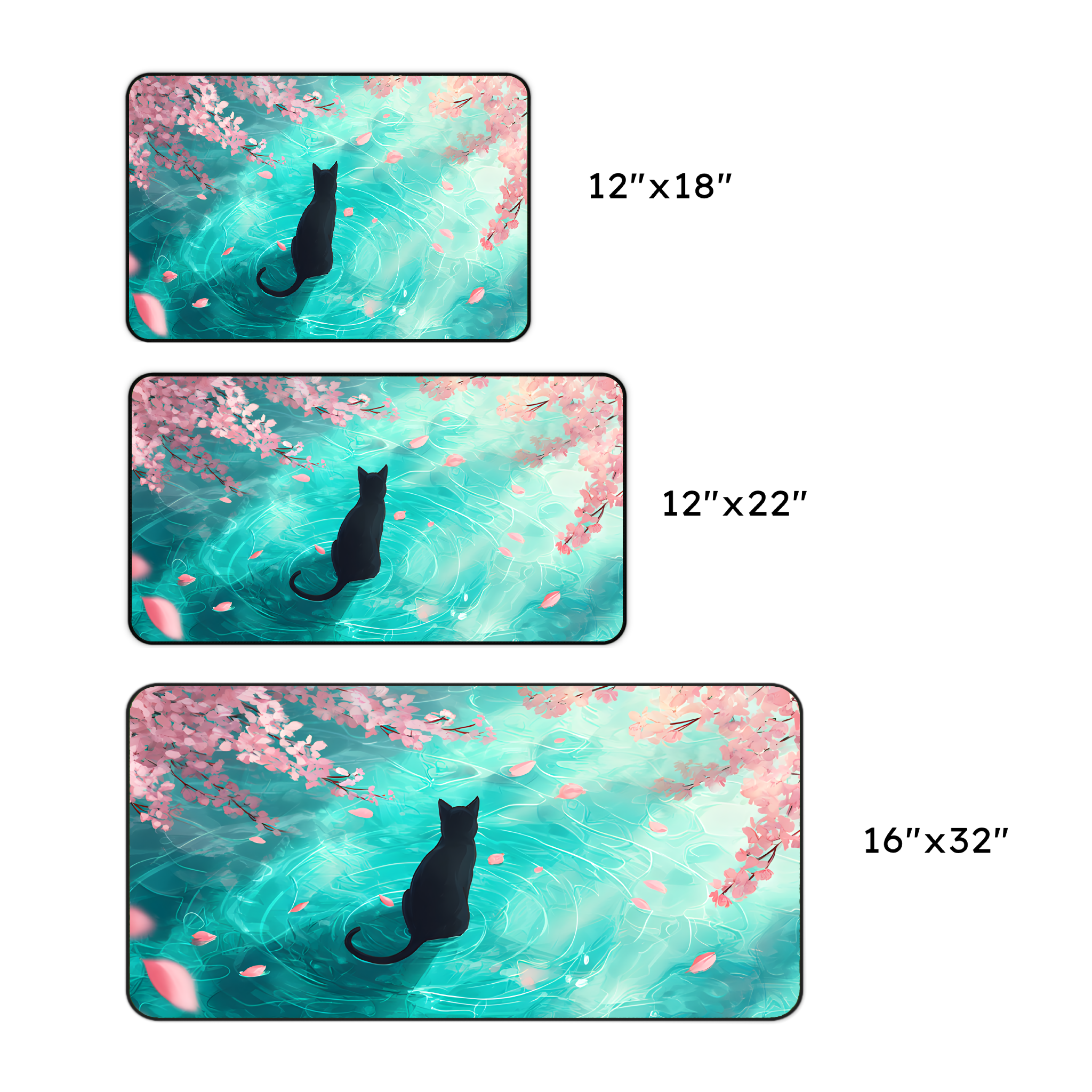 Cat by Cherry Blossoms Desk Mat