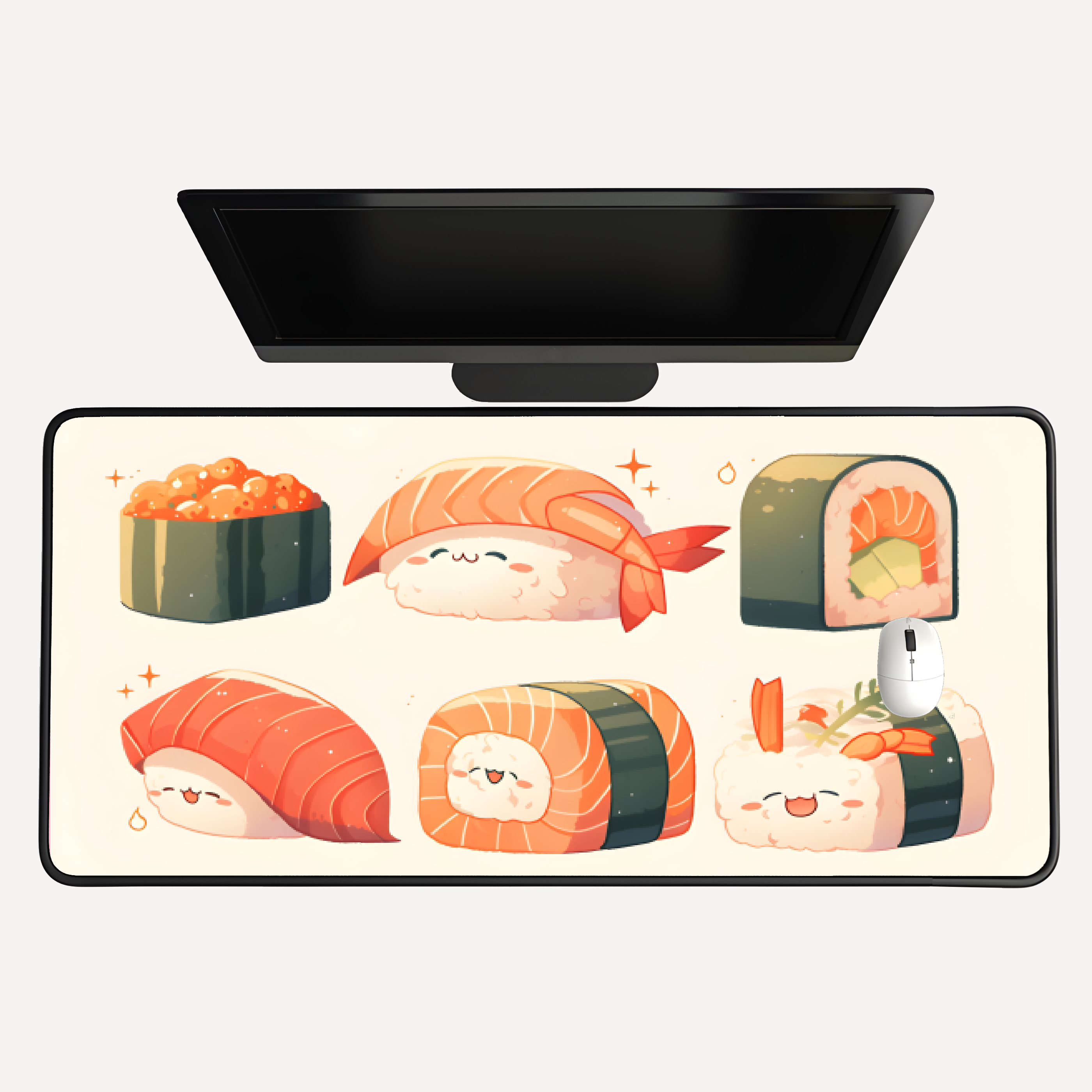 Kawaii Sushi Desk Mat — Cute Sushi Roll Mouse Pad for Office & Gamers