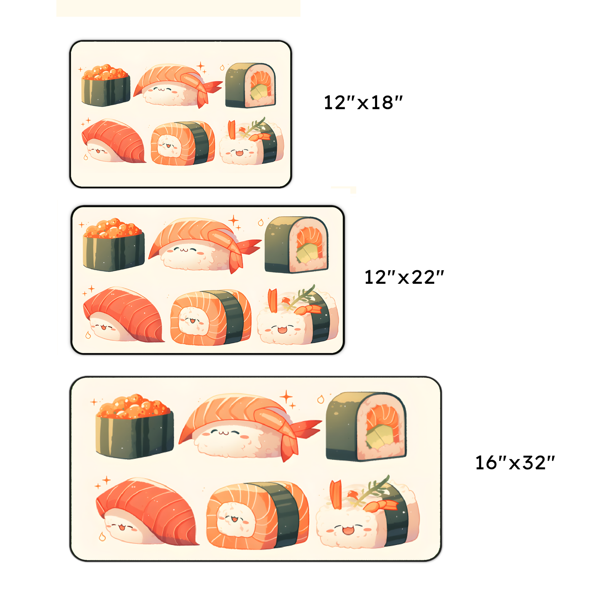 Kawaii Sushi Desk Mat — Cute Sushi Roll Mouse Pad for Office & Gamers