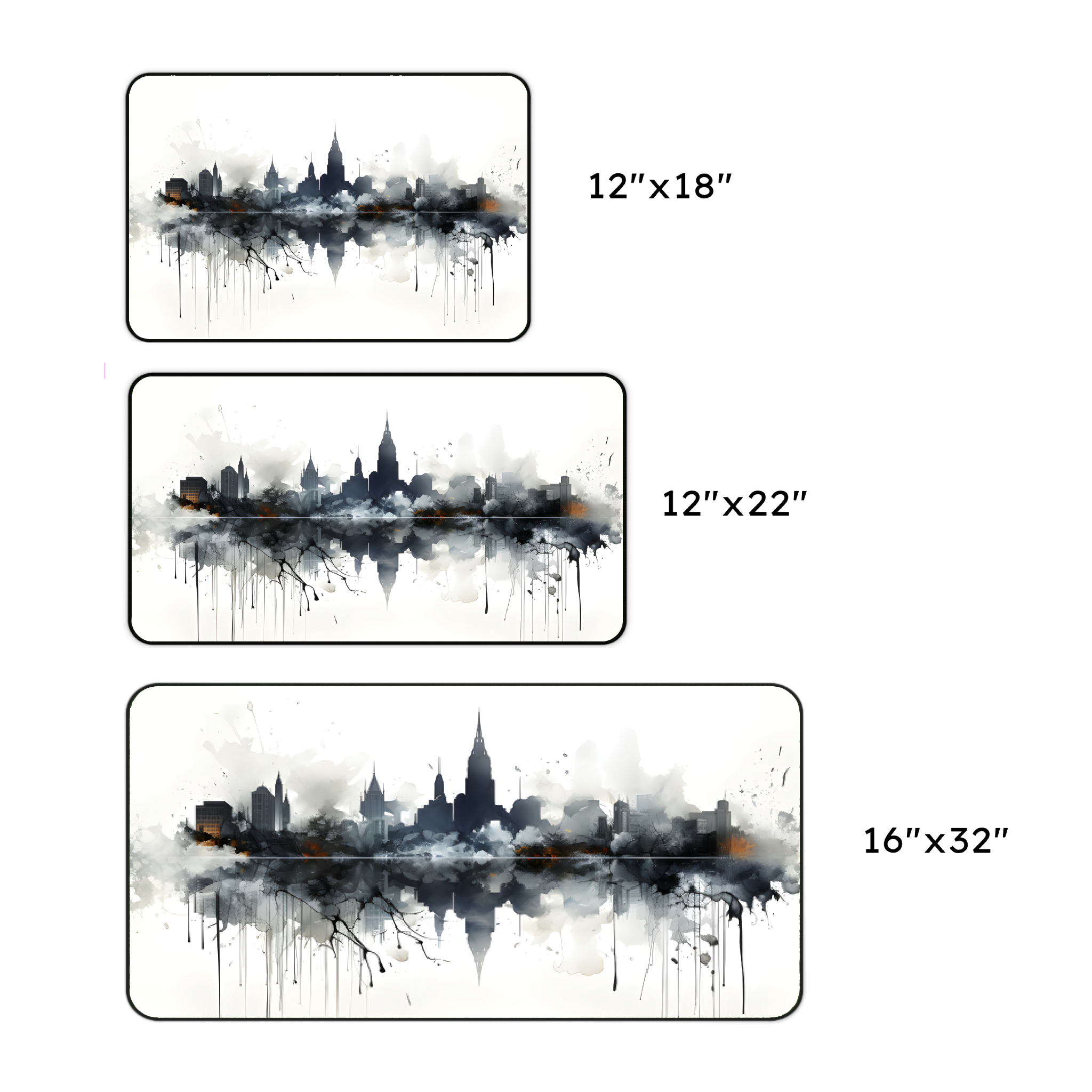 Cityscape Watercolor Desk Mat