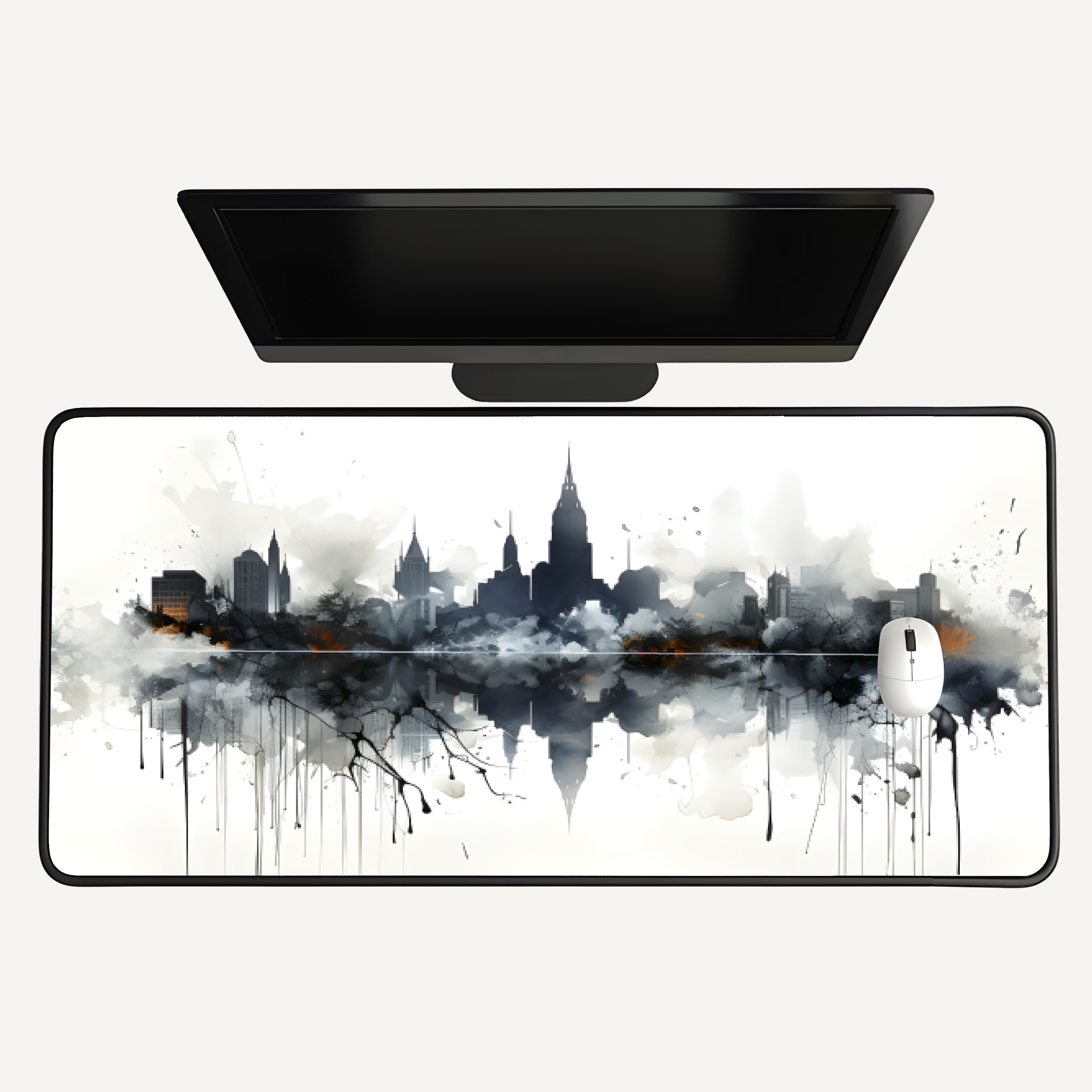 Cityscape Watercolor Desk Mat