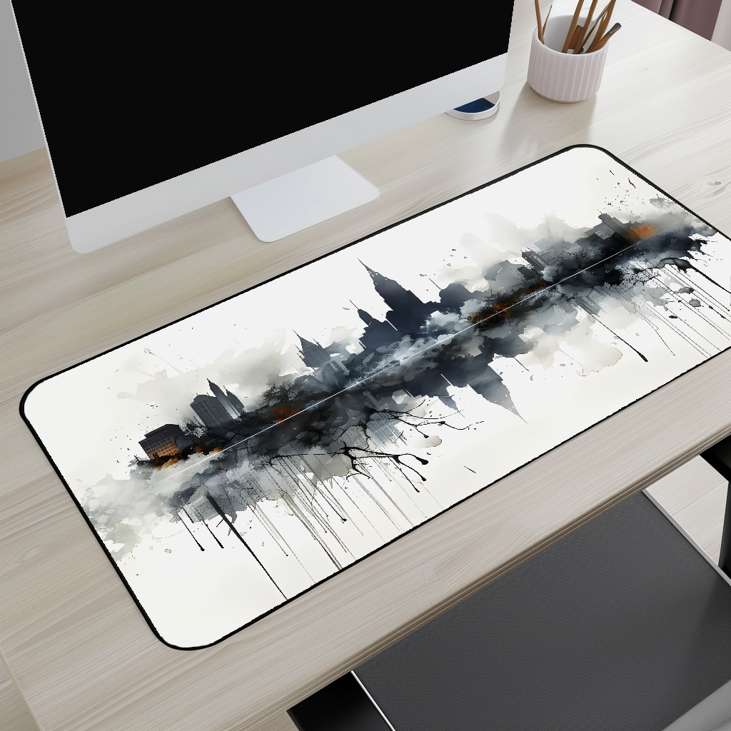Cityscape Watercolor Desk Mat