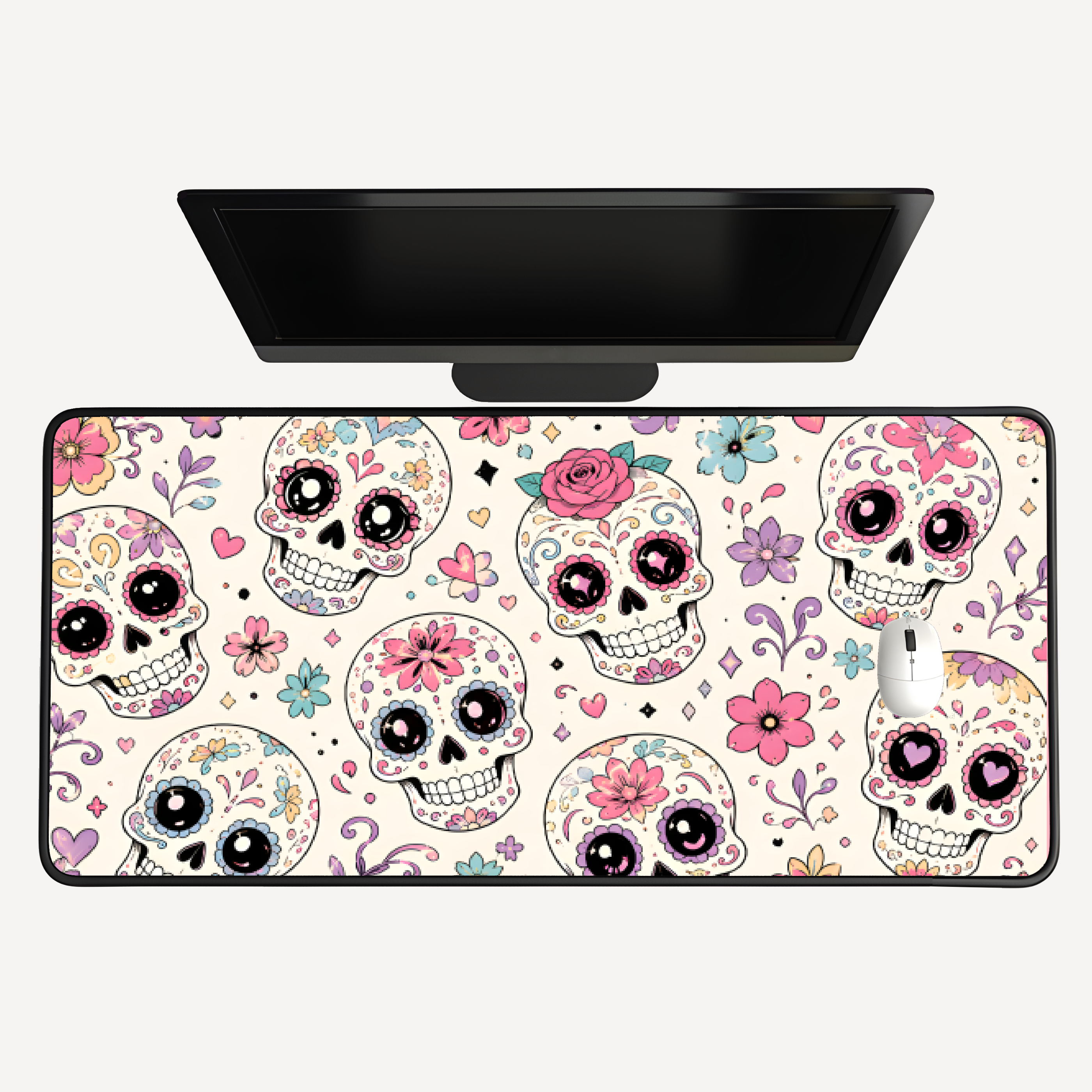 Floral Pattern Sugar Skull Desk Mat