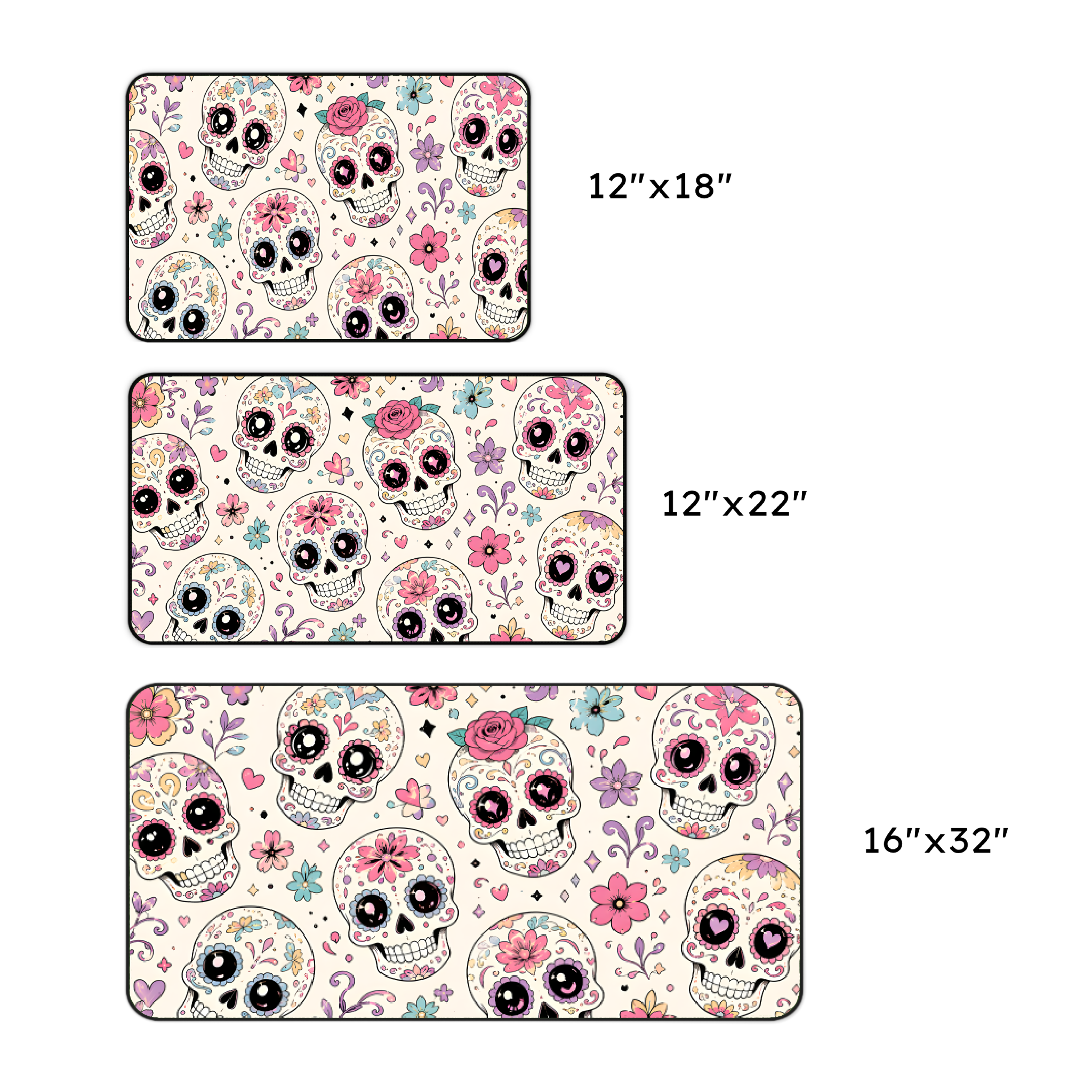 Floral Pattern Sugar Skull Desk Mat