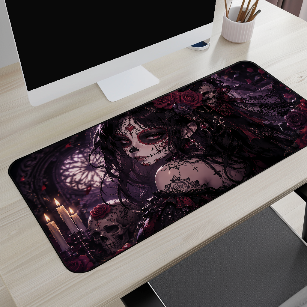 Gothic Día de los Muertos Bride Desk Mat