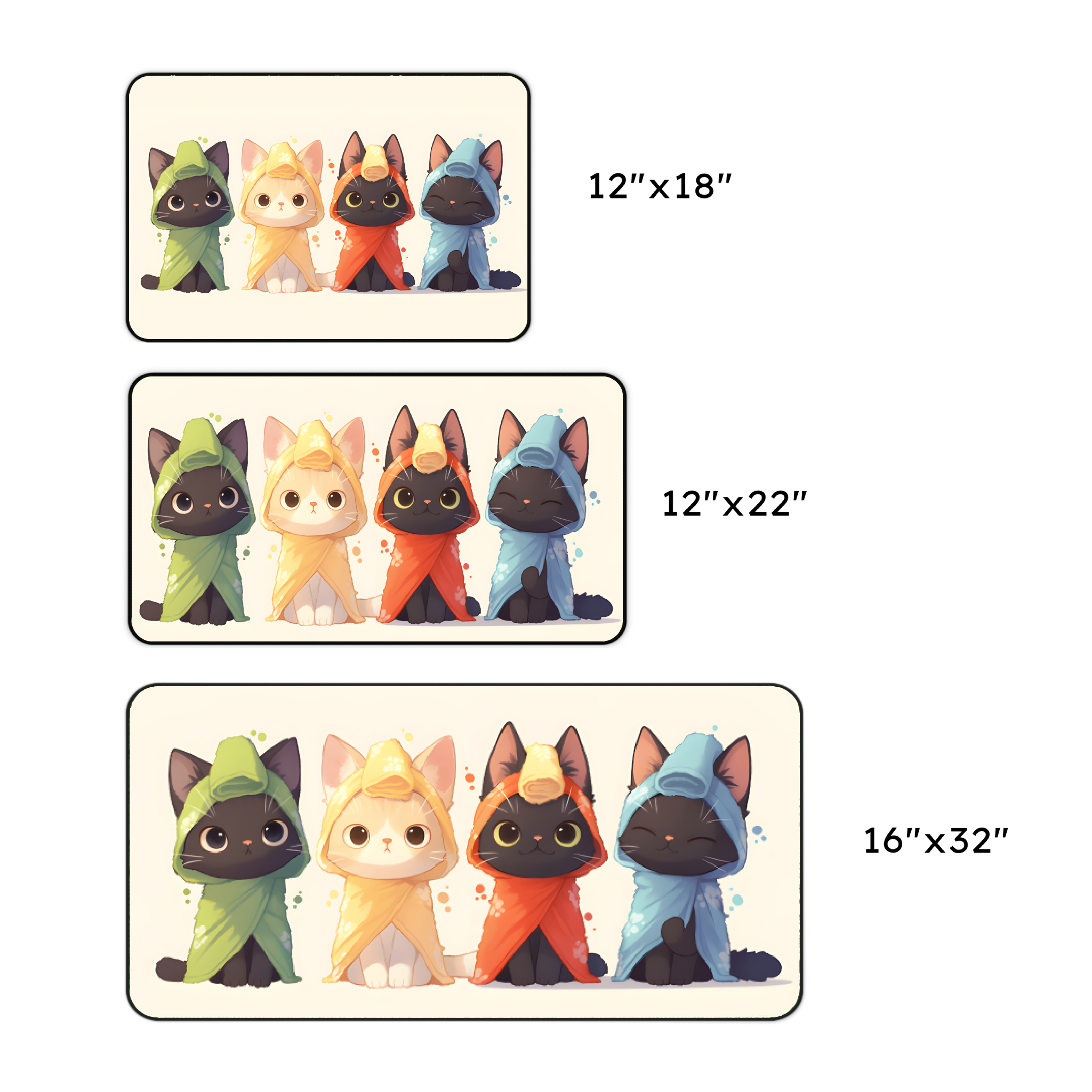 Cute Hooded Kittens Desk Mat