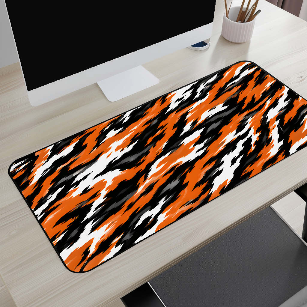 Orange Tiger Stripe Desk Mat