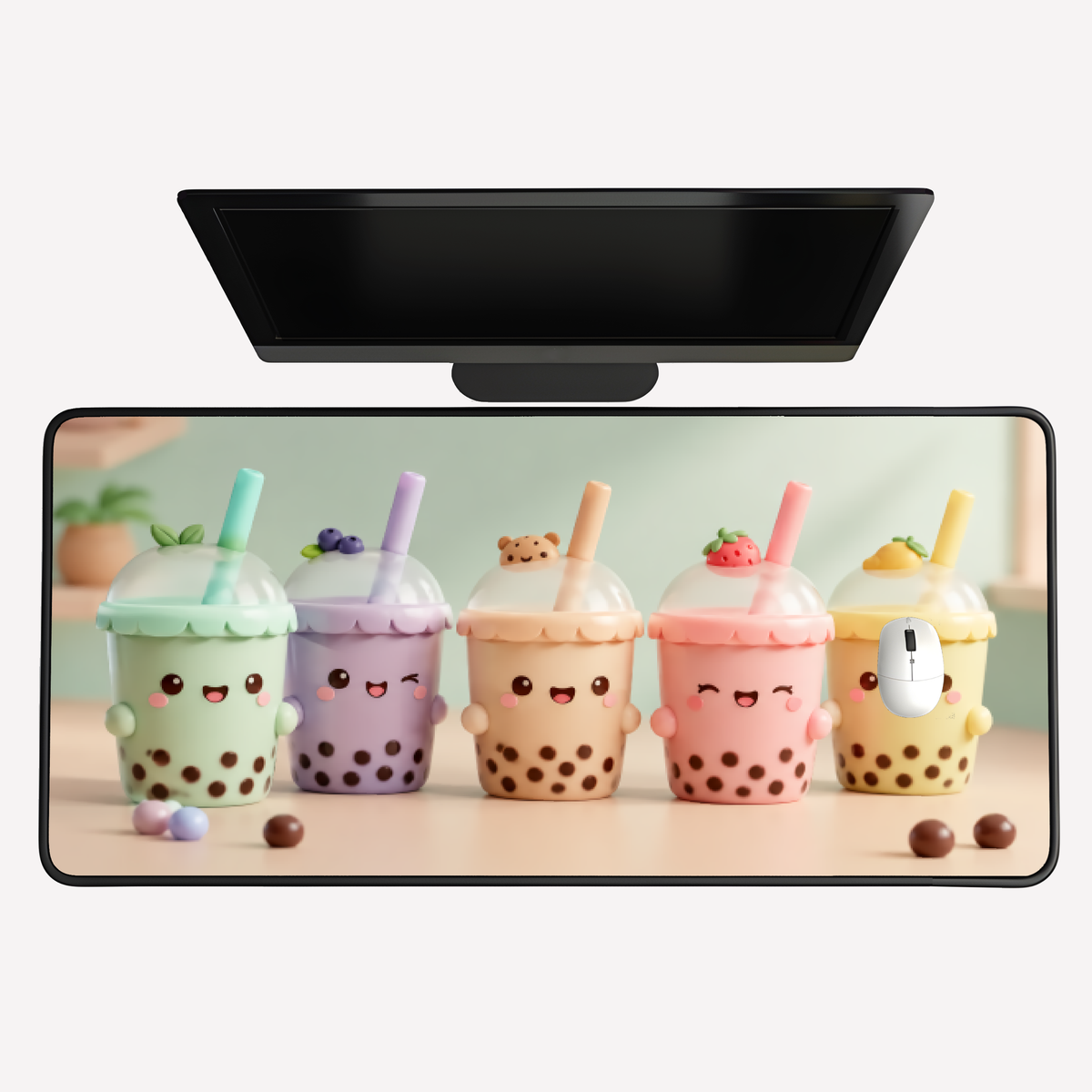 Kawaii Pastel Bubble Tea Desk Mat