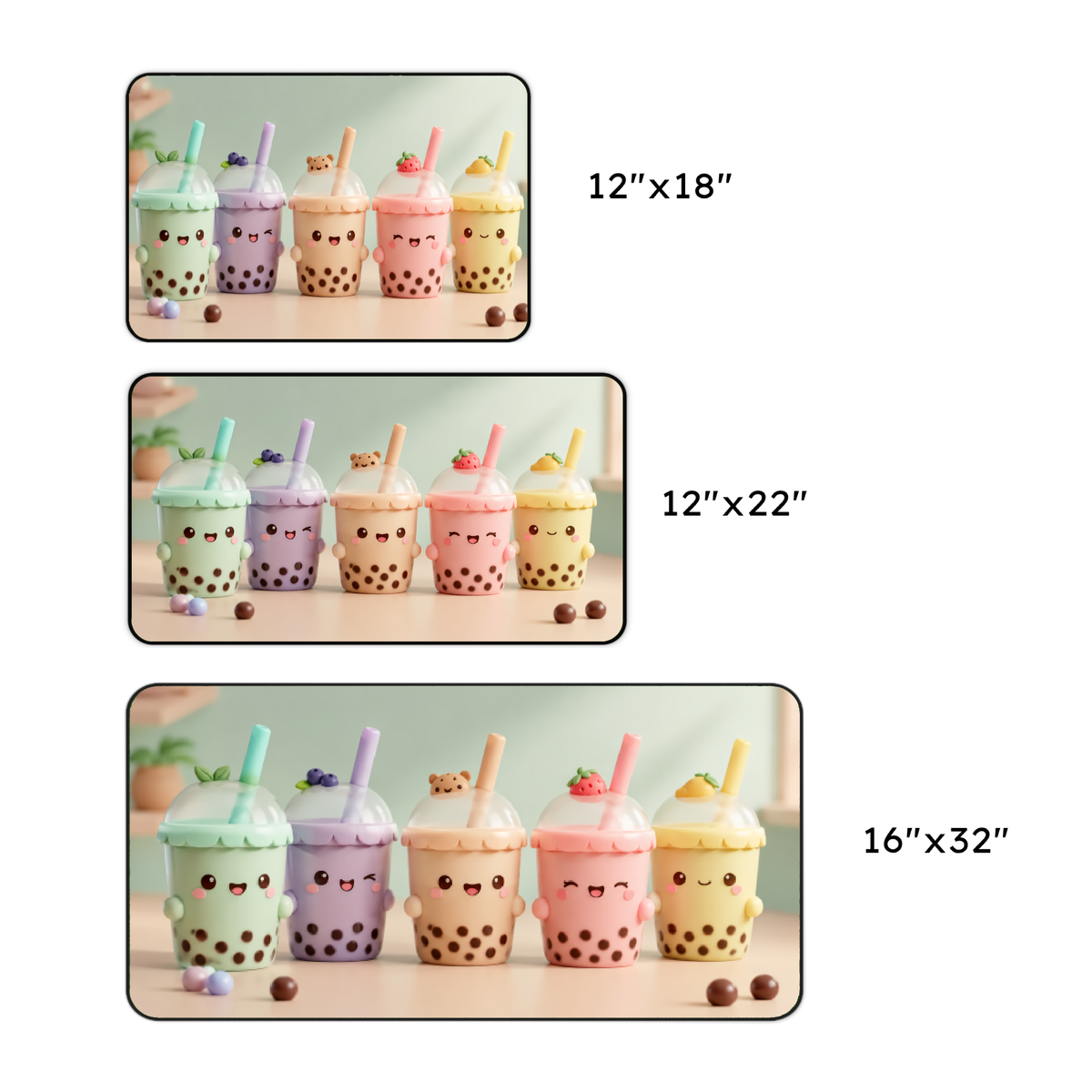 Kawaii Pastel Bubble Tea Desk Mat