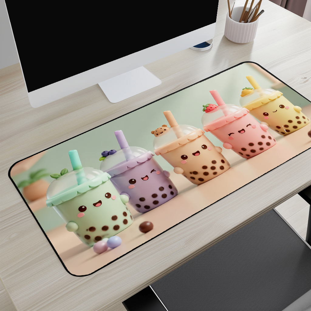 Kawaii Pastel Bubble Tea Desk Mat