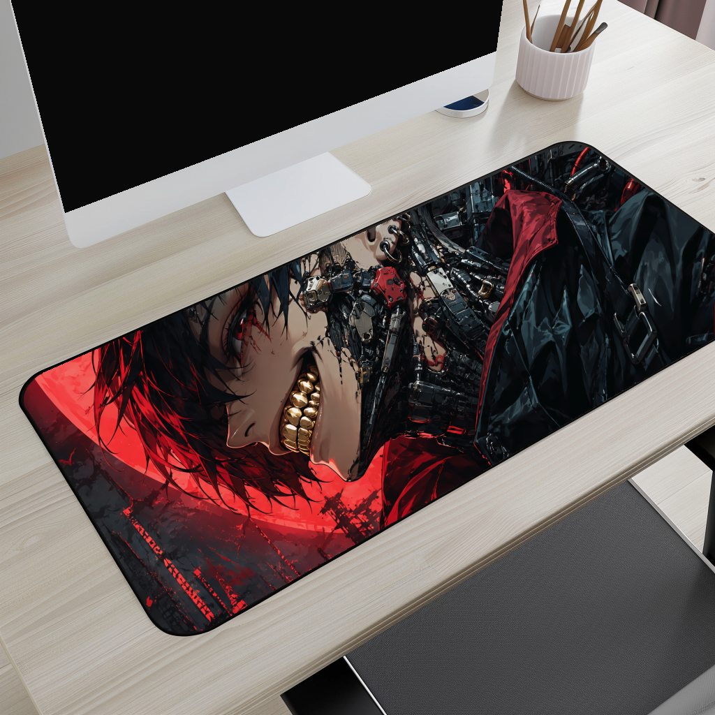 Tokyo Red Cyberpunk Desk Mat