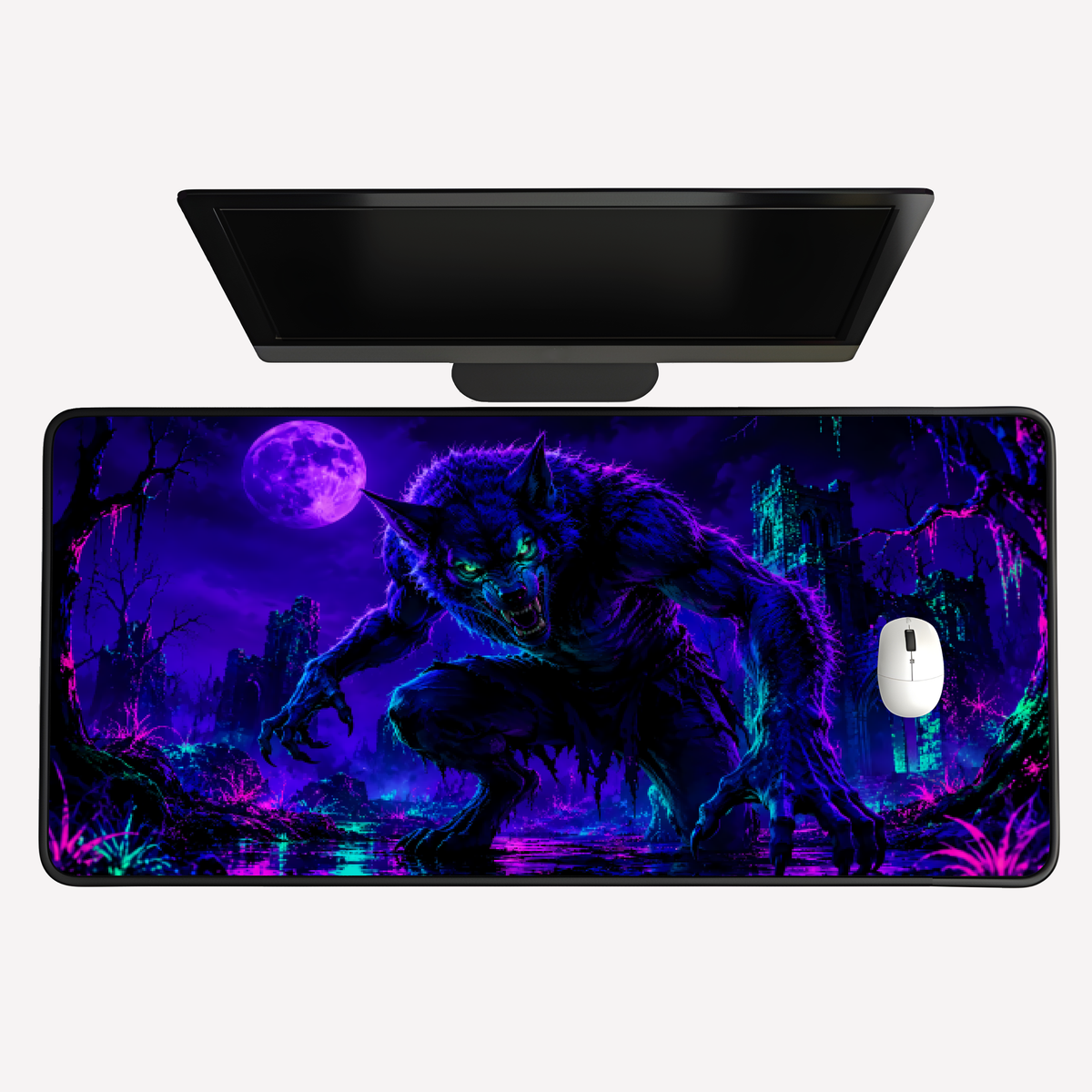 Neon Werewolf Desk Mat