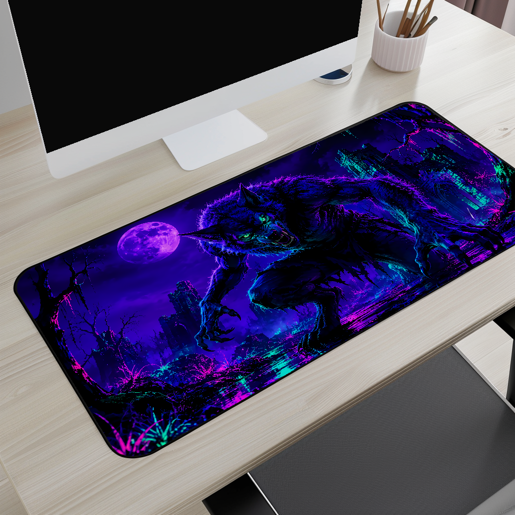 Neon Werewolf Desk Mat