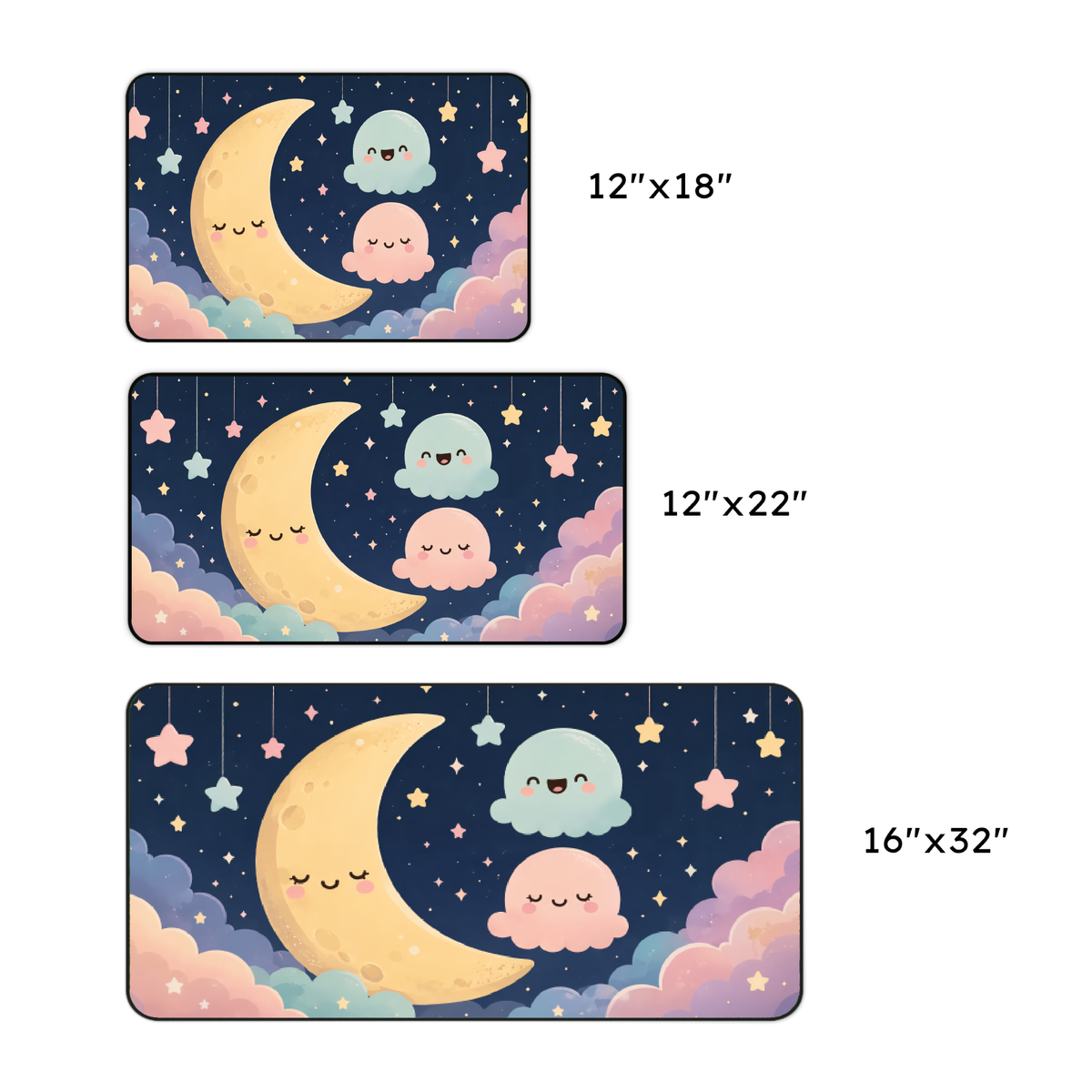 Kawaii Moon & Clouds Desk Mat