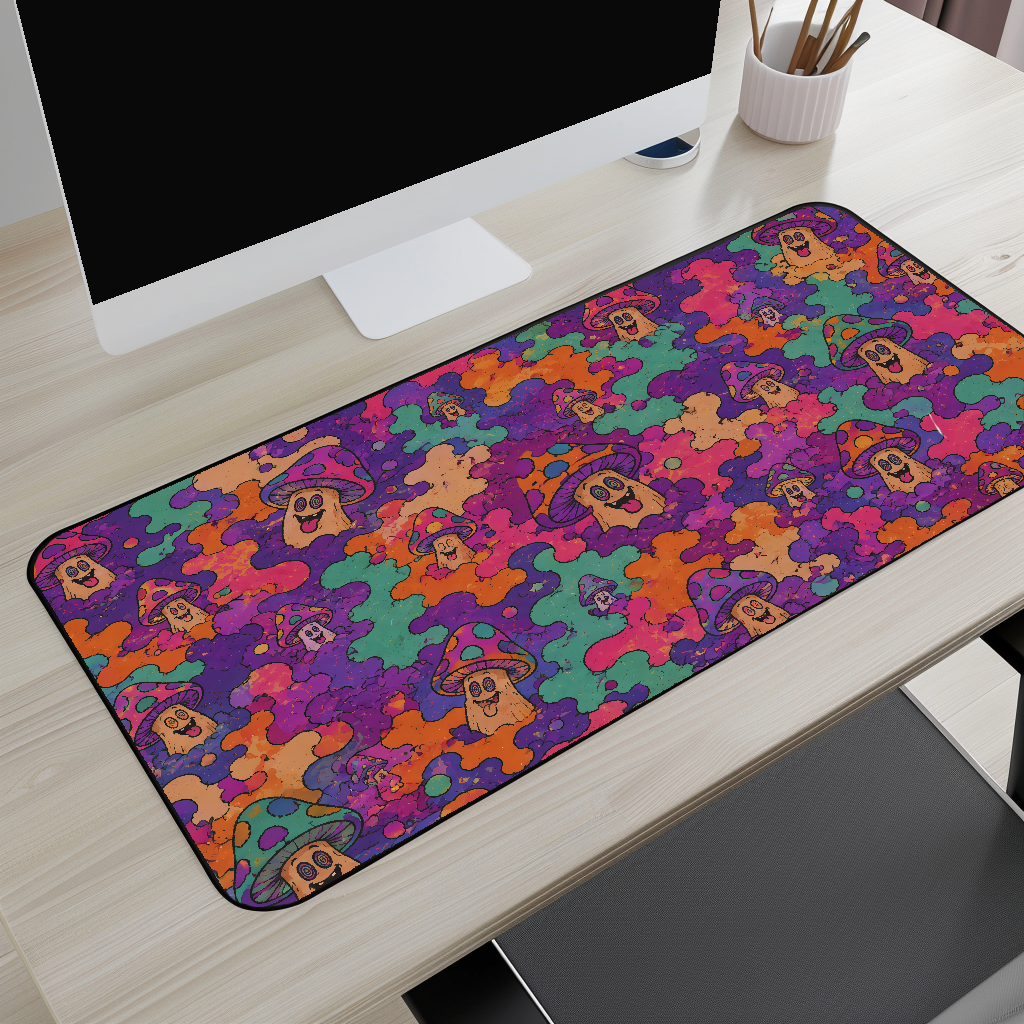 Colorful Mushroom Camo Desk Mat