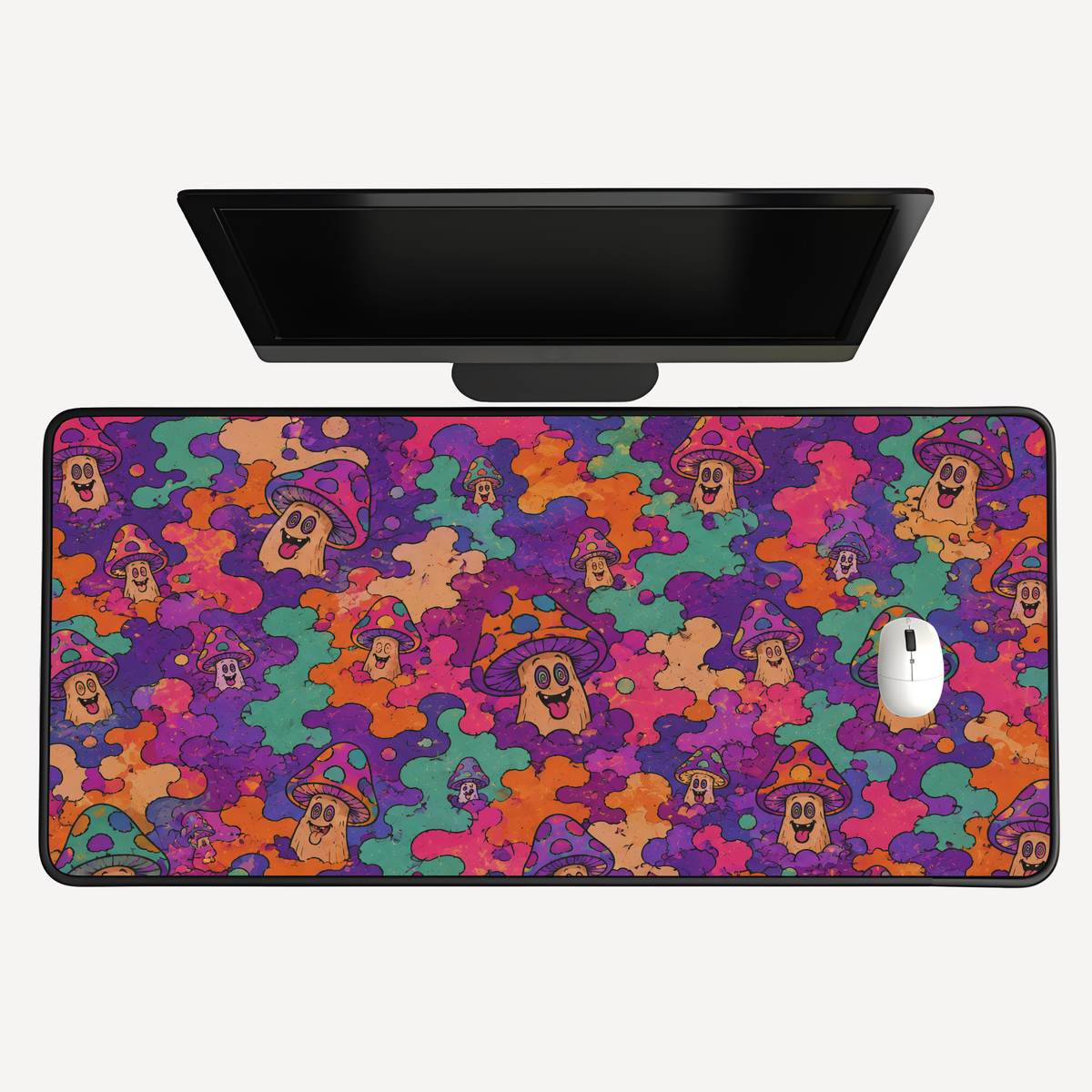 Colorful Mushroom Camo Desk Mat