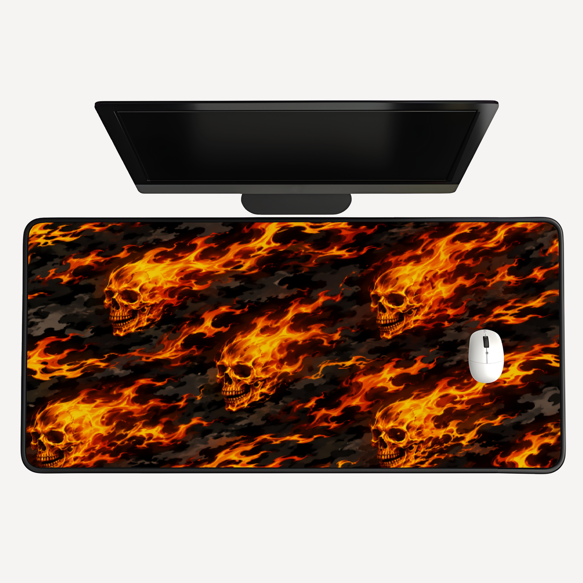 Flaming Skull Desk Mat