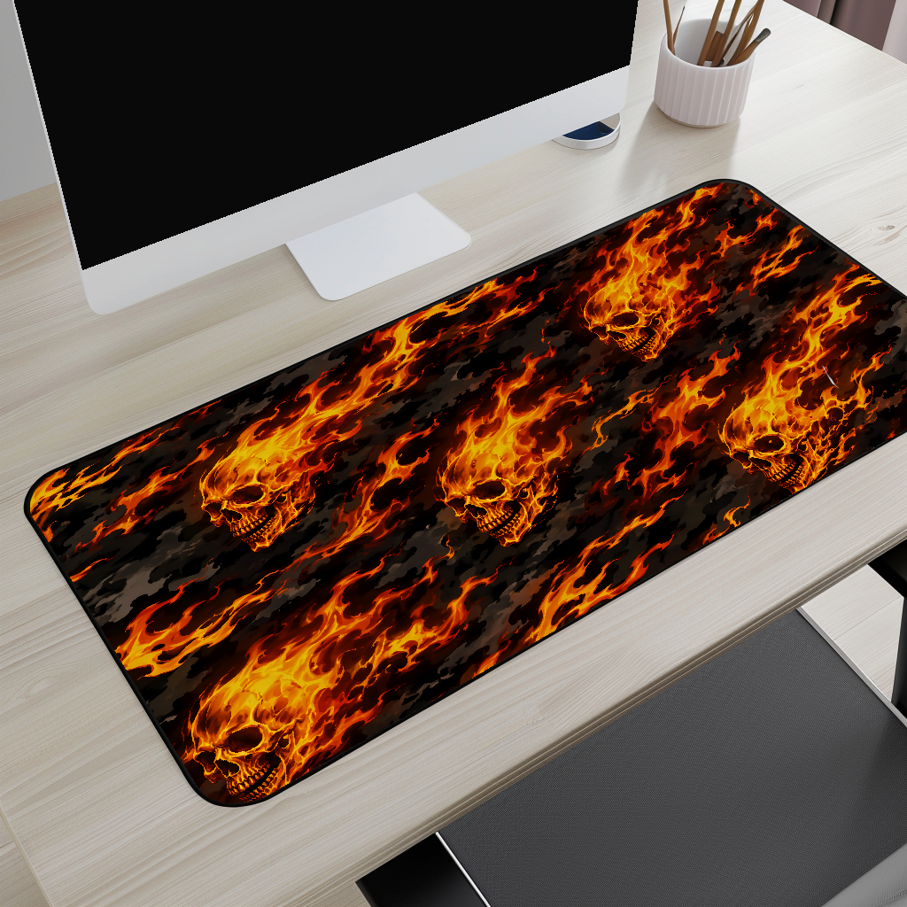 Flaming Skull Desk Mat