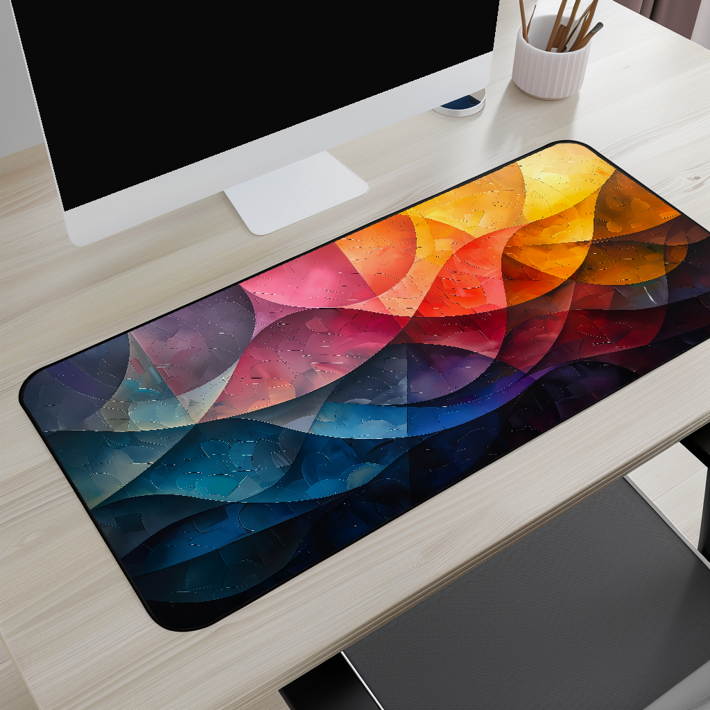 Abstract Color Wave Desk Mat