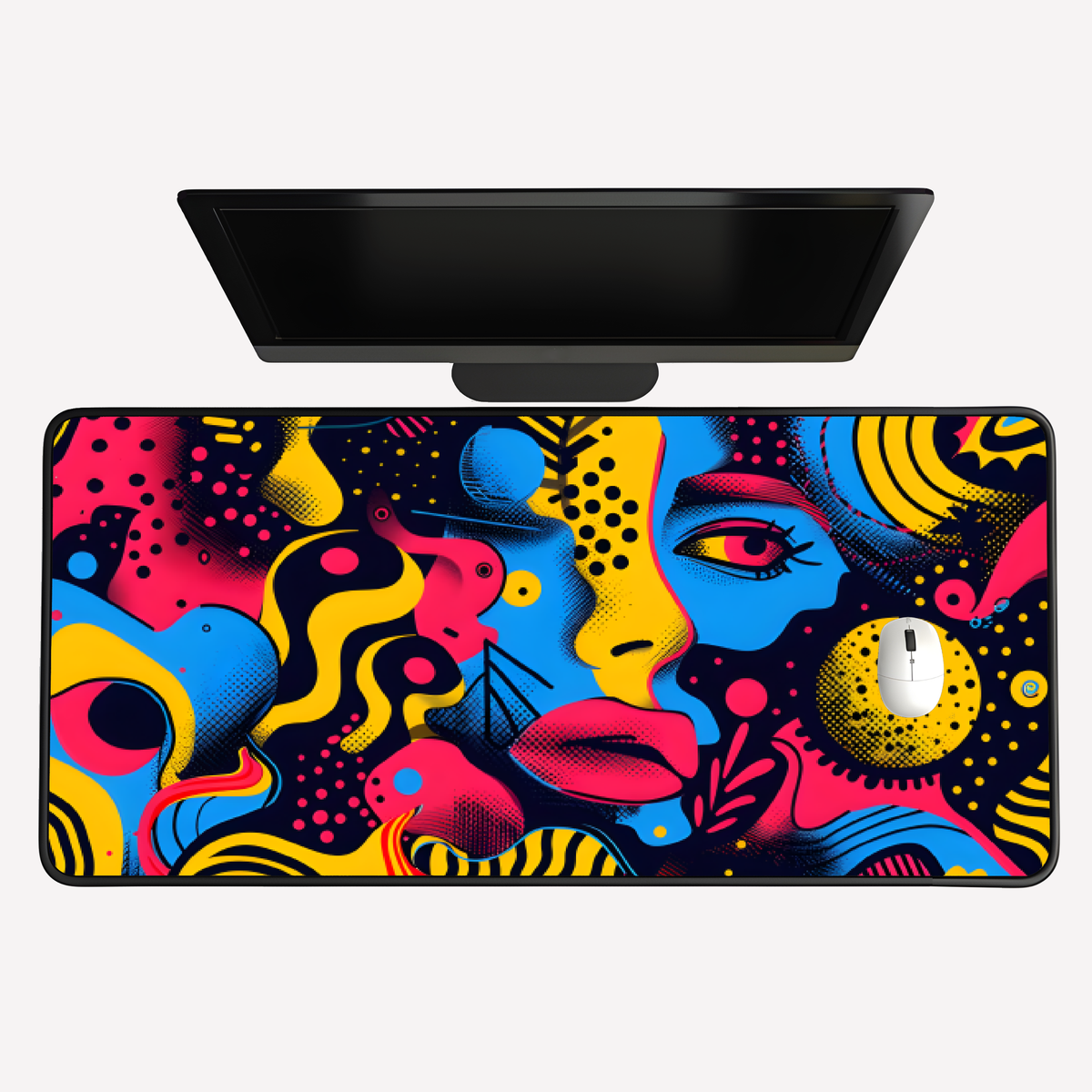 Vibrant Pop Art Face Desk Mat