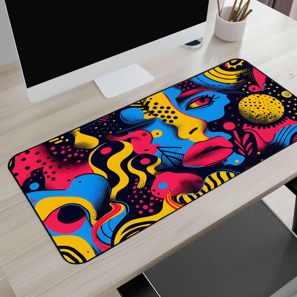 Vibrant Pop Art Face Desk Mat