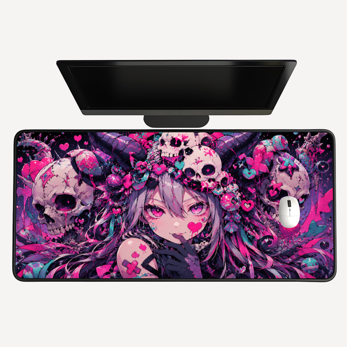 Anime Gothic Skull Girl Desk Mat