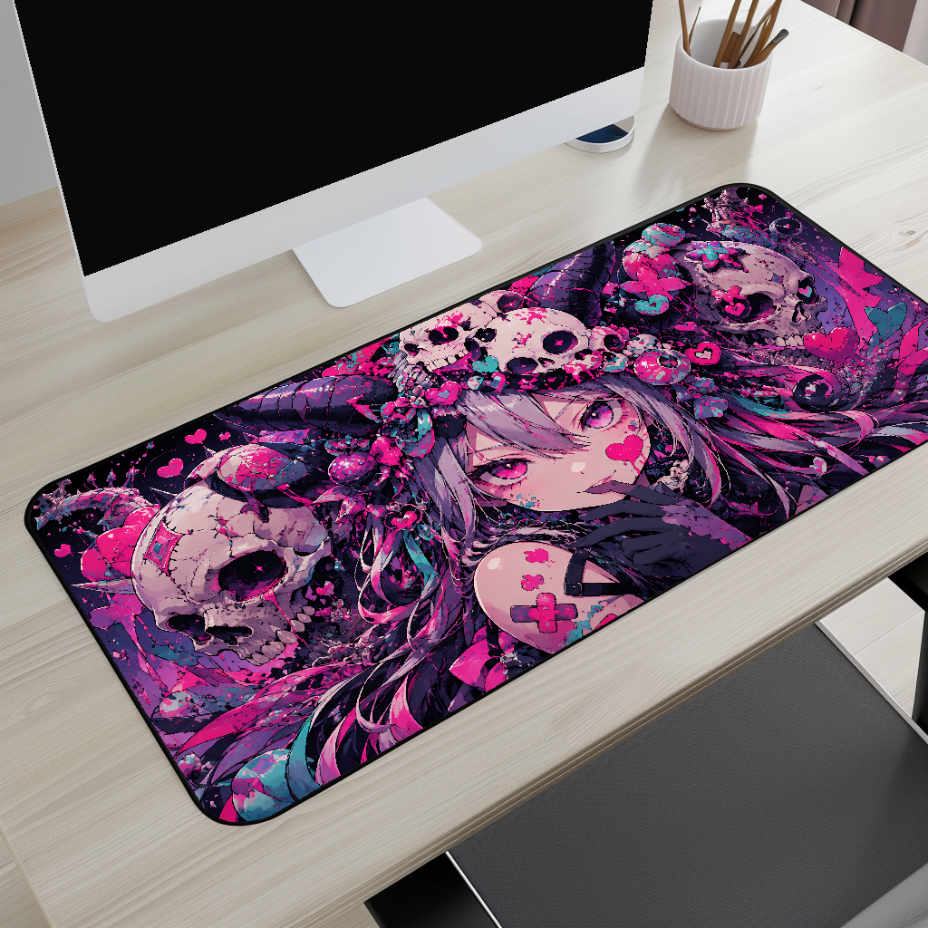 Anime Gothic Skull Girl Desk Mat