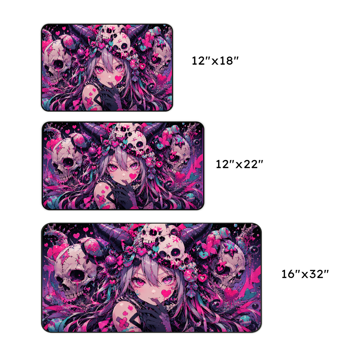 Anime Gothic Skull Girl Desk Mat