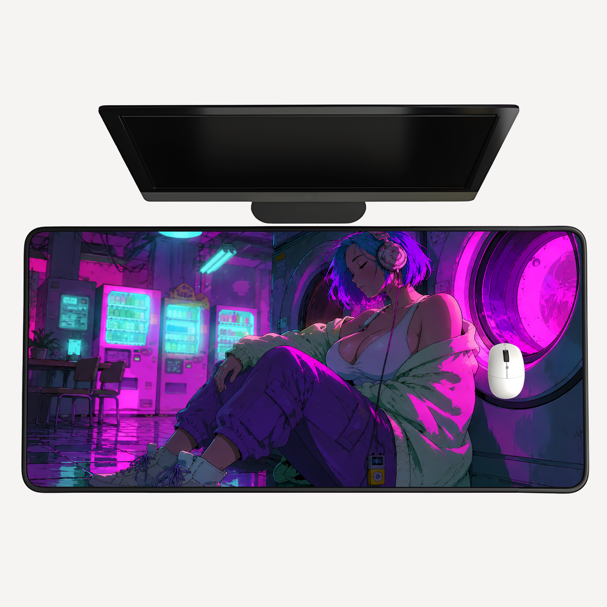 Neon Lounge Girl Desk Mat