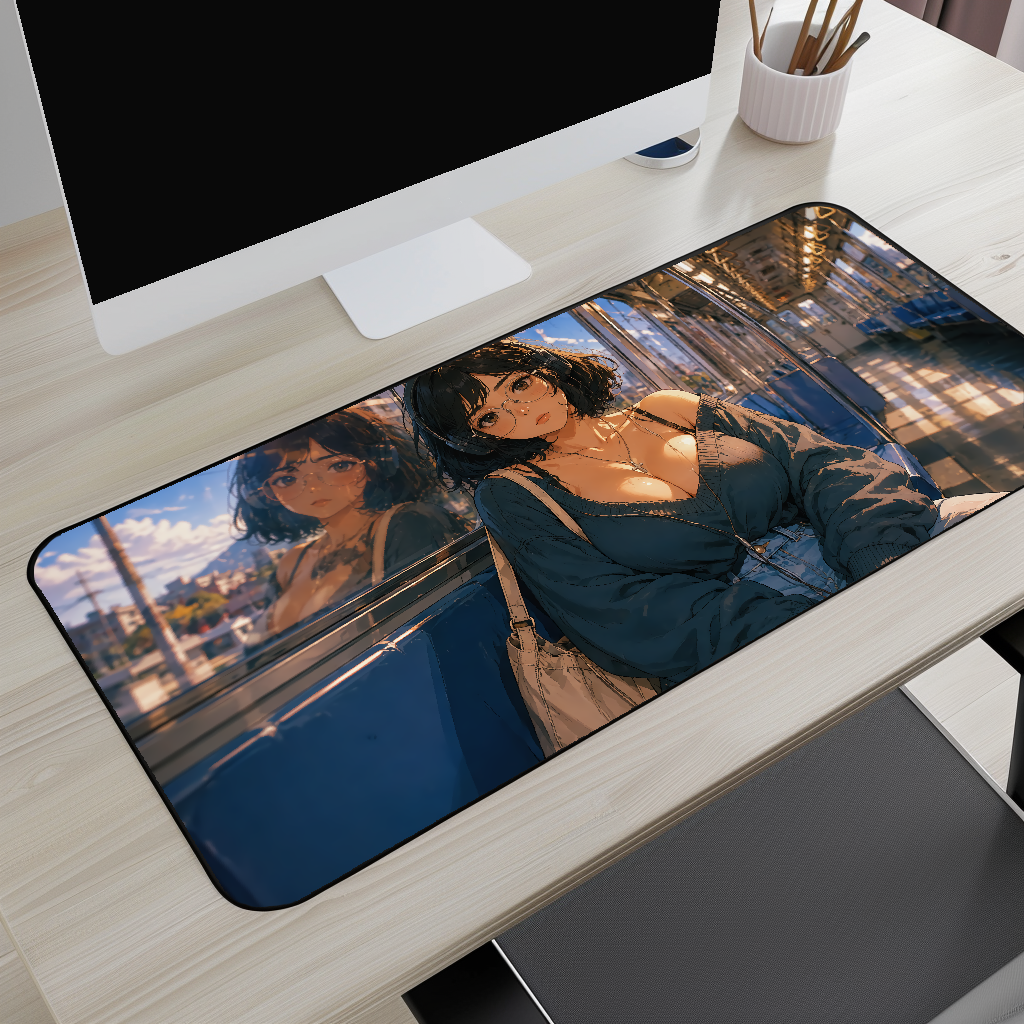 Evening Train Ride Desk Mat