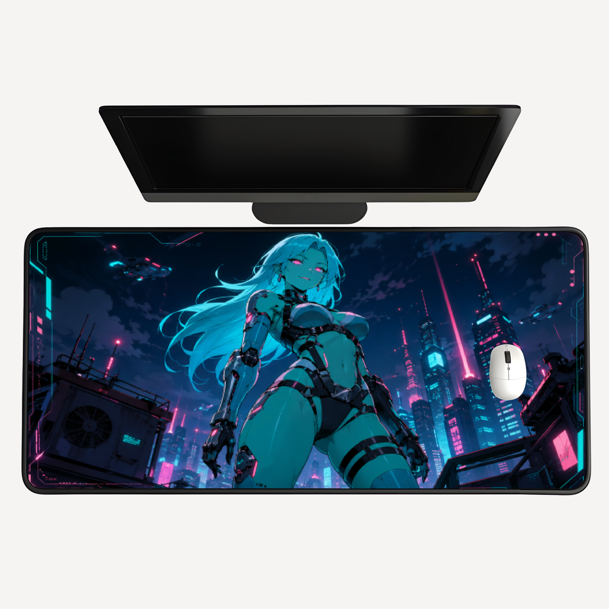 Cyberpunk Android Girl Desk Mat