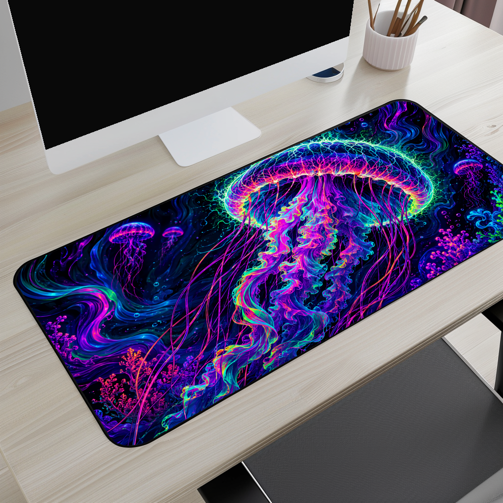 Neon Jellyfish Desk Mat