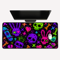 Neon Punk Skull & Bunny Desk Mat