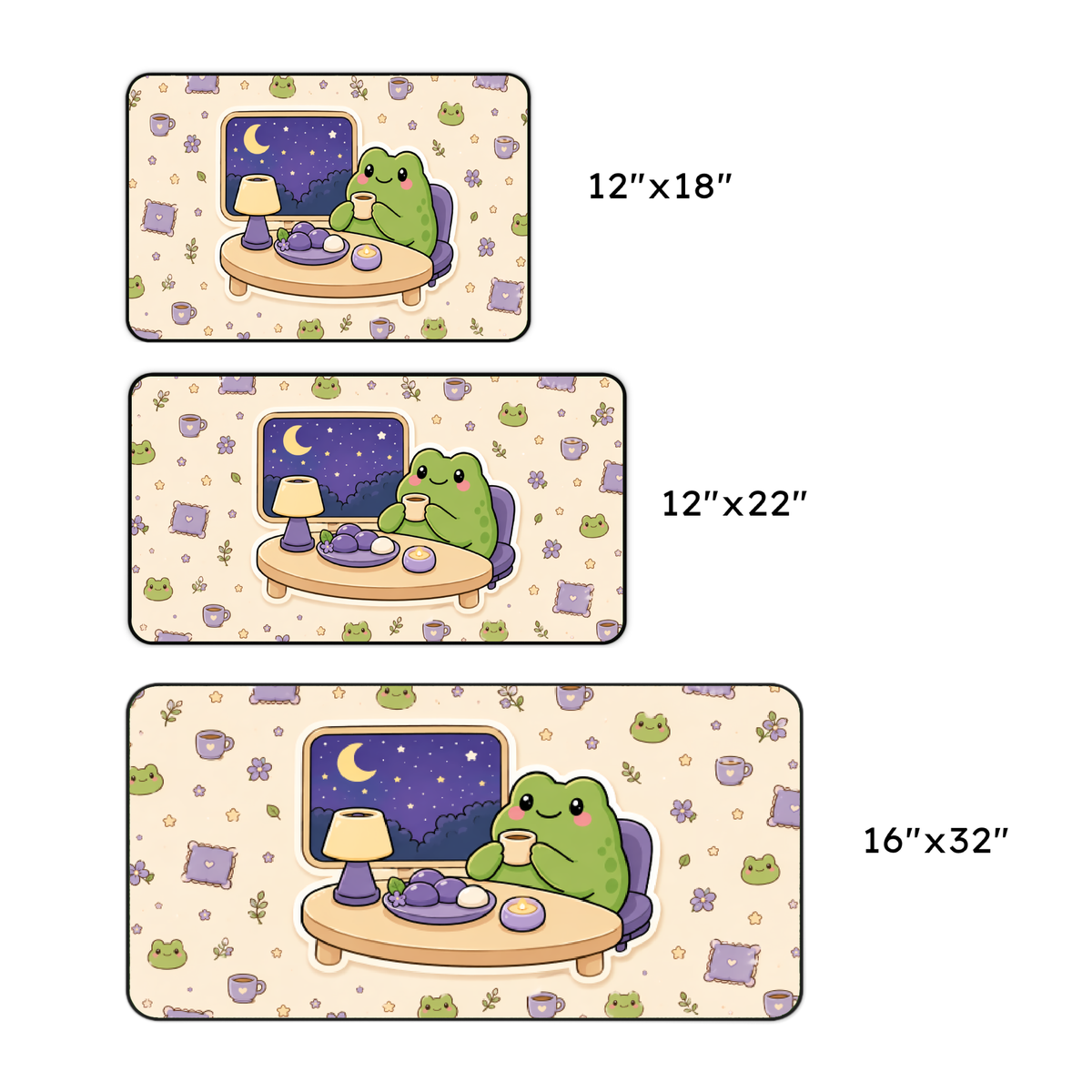 Cute Frog Night Desk Mat