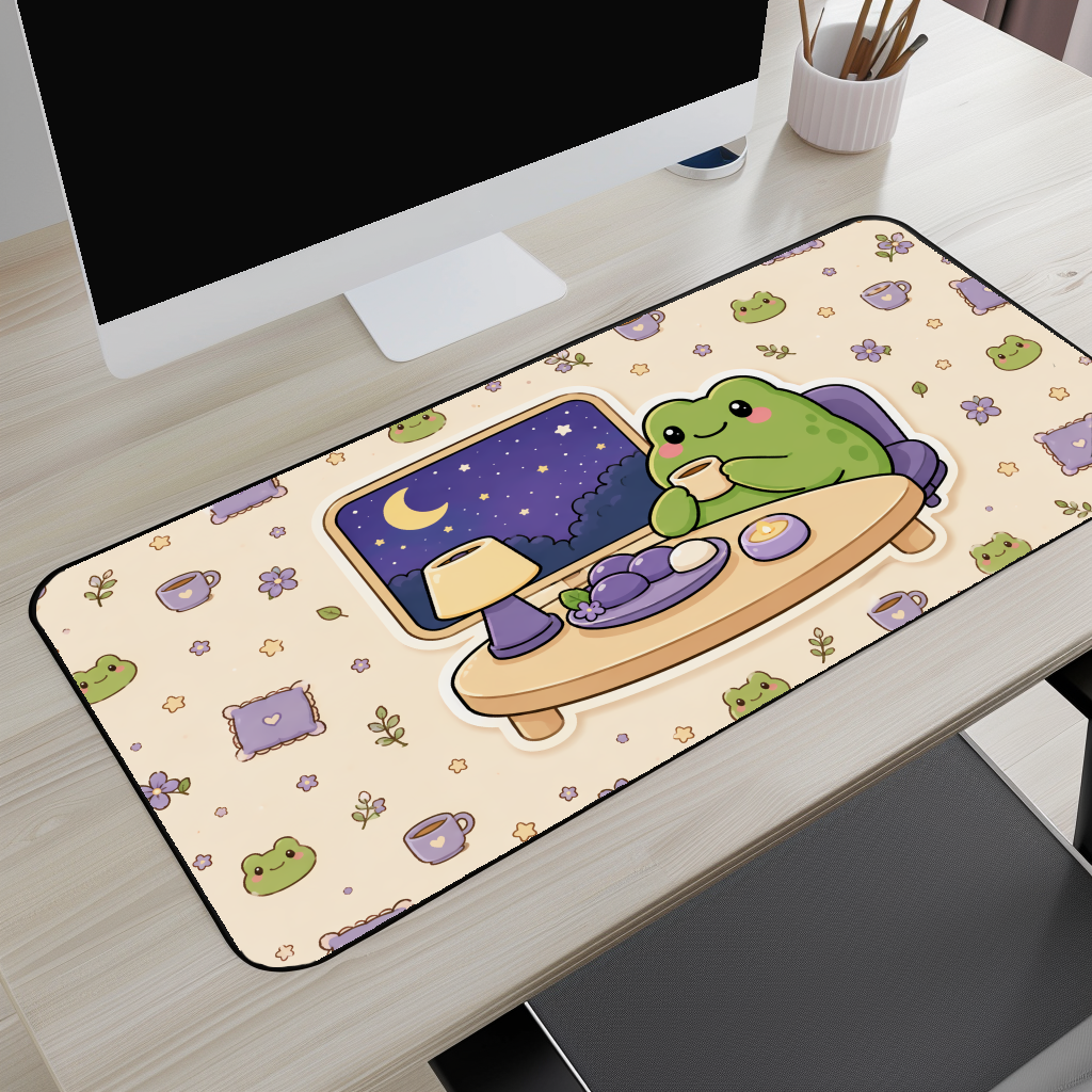 Cute Frog Night Desk Mat
