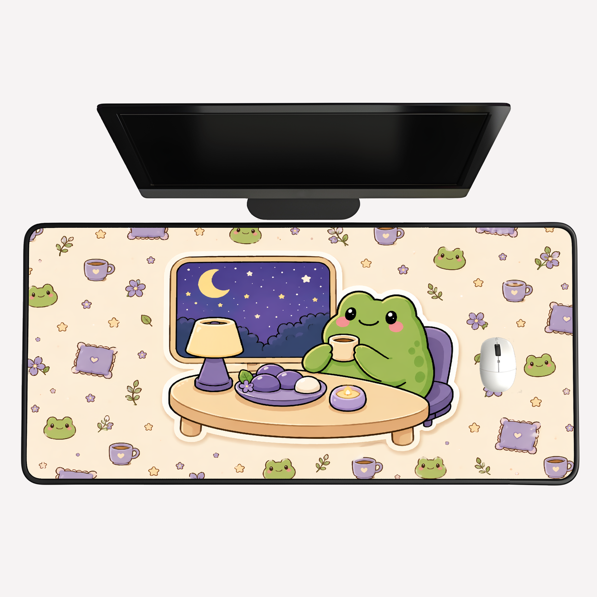 Cute Frog Night Desk Mat