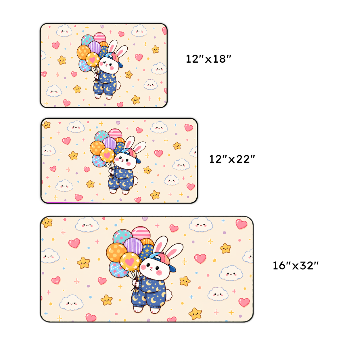 Cute Bunny Balloon Desk Mat