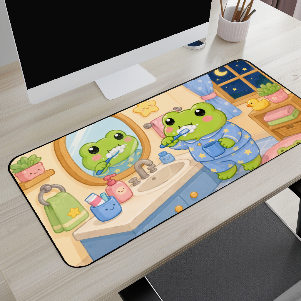 Cute Frog Nighttime Desk Mat