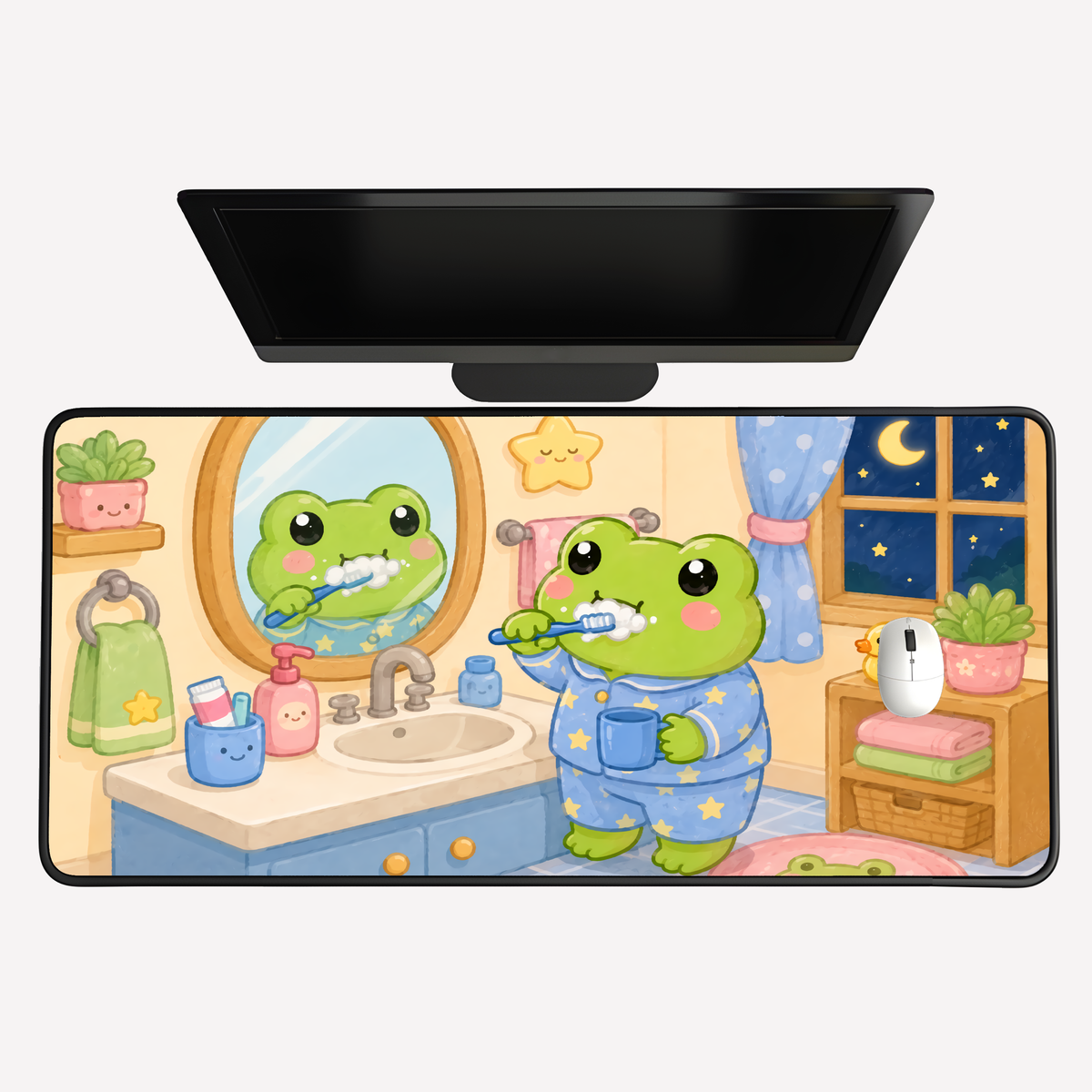 Cute Frog Nighttime Desk Mat