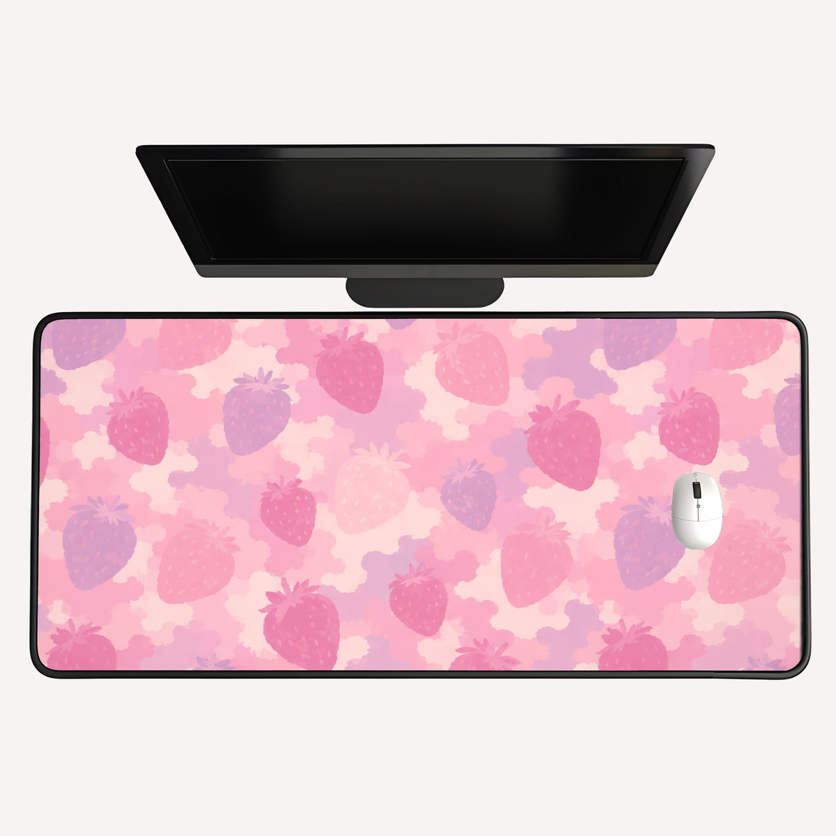 Pink Strawberry Pattern Desk Mat