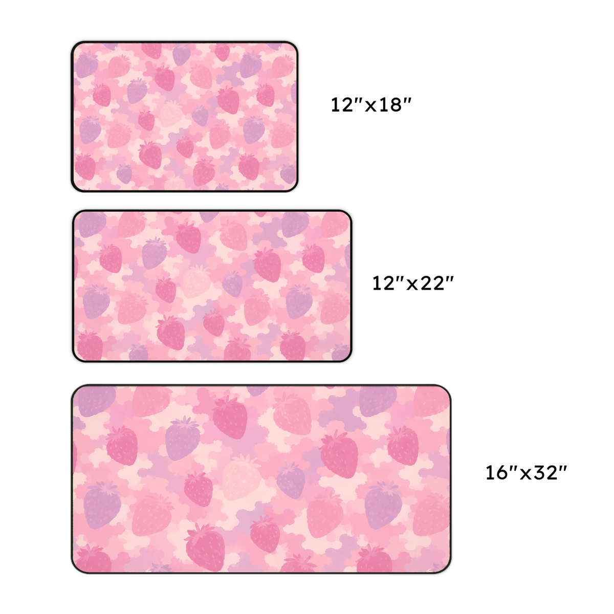Pink Strawberry Pattern Desk Mat