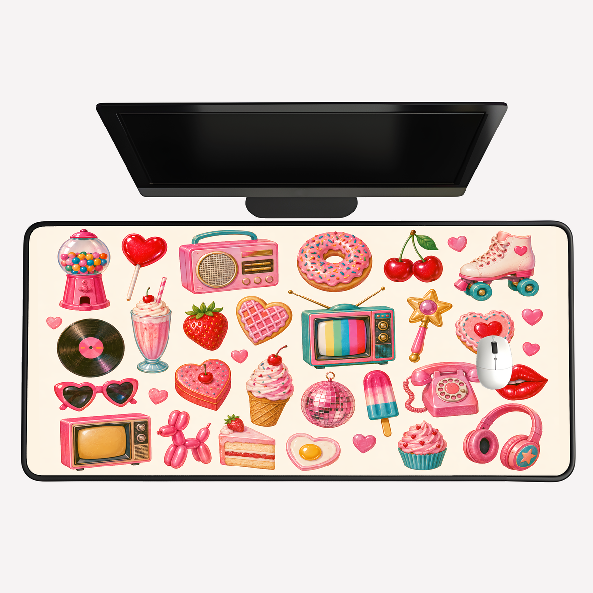 Retro Sticker Collage Desk Mat