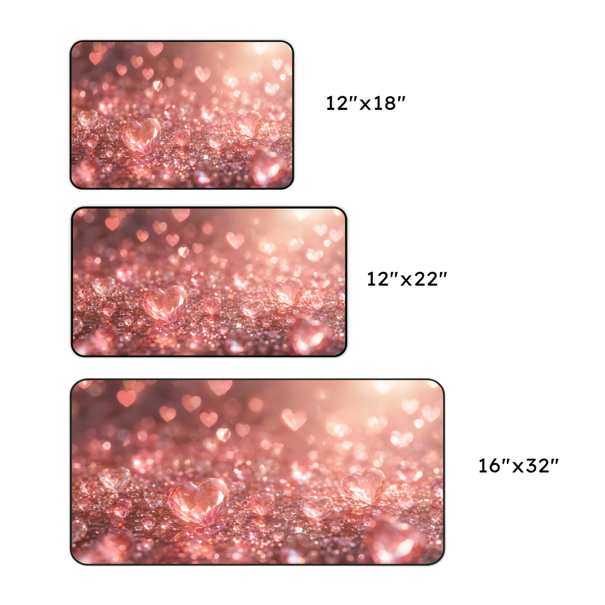 Rose Gold Glitter Heart Desk Mat