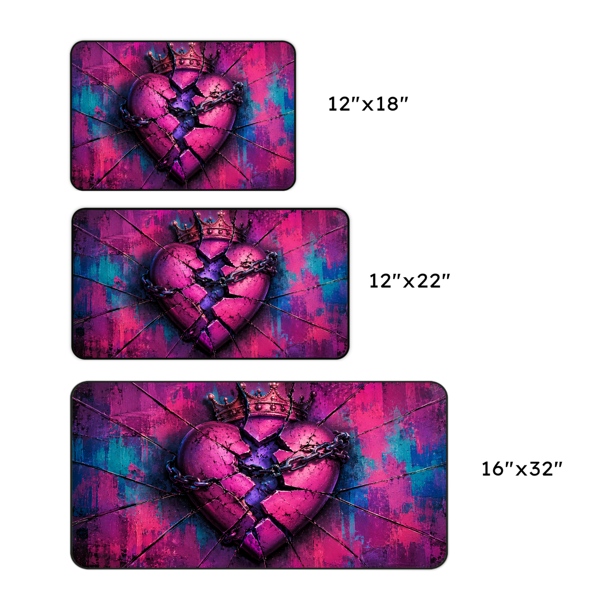 Pink Crowned Broken Heart Desk Mat