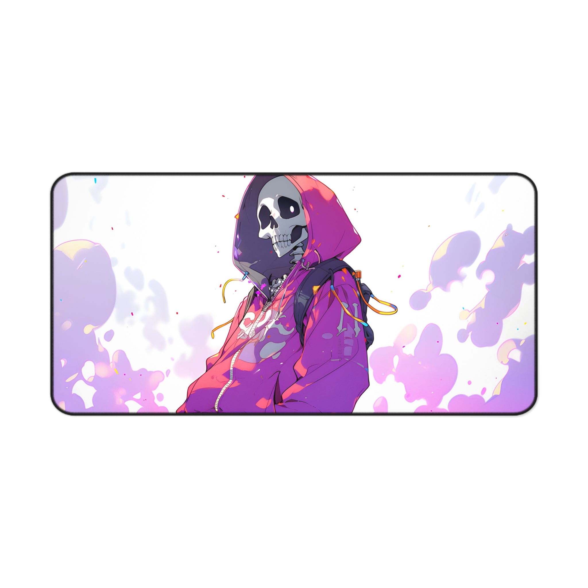 Skeleton in Purple Hoodie Desk Mat