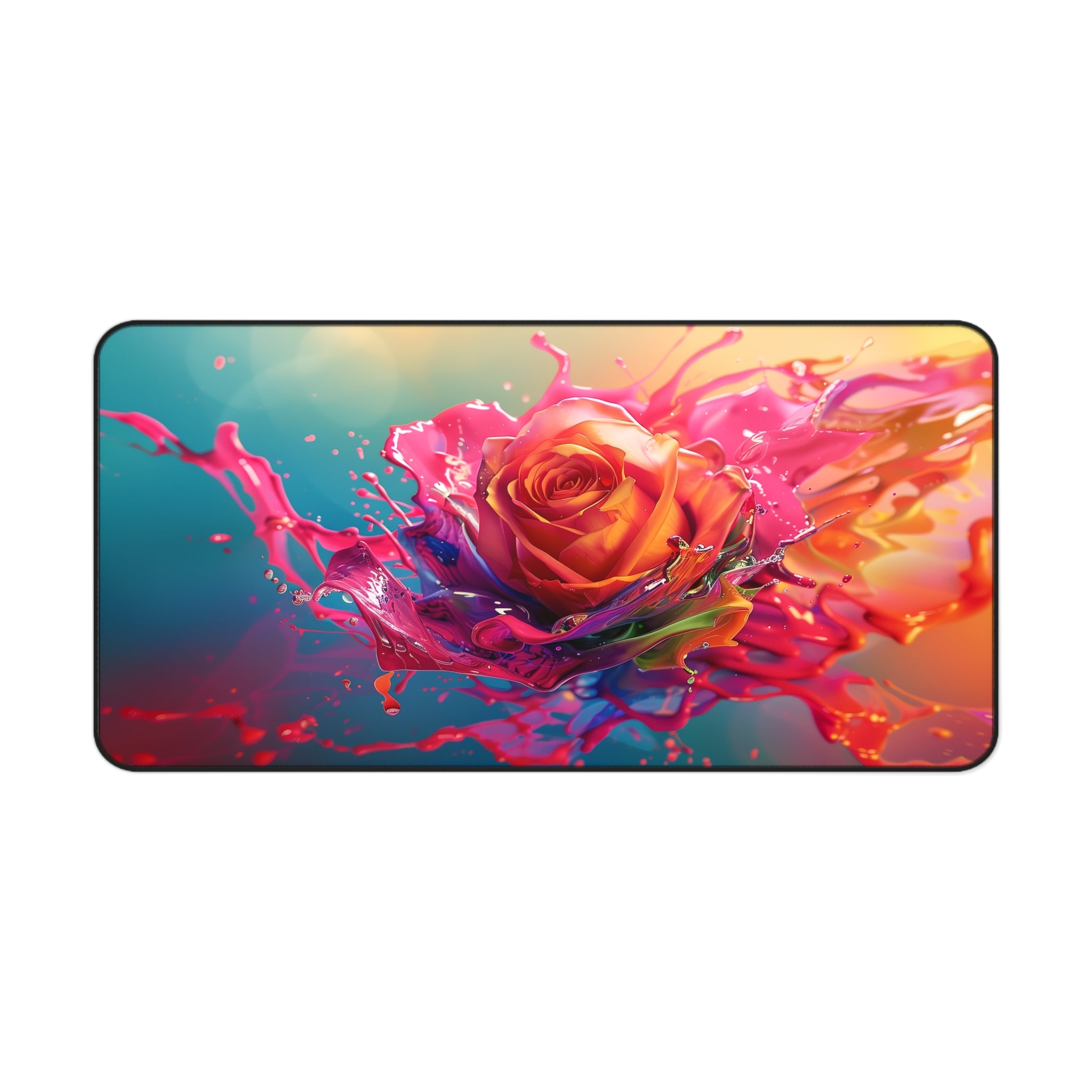 Vibrant Splash Rose Desk Mat