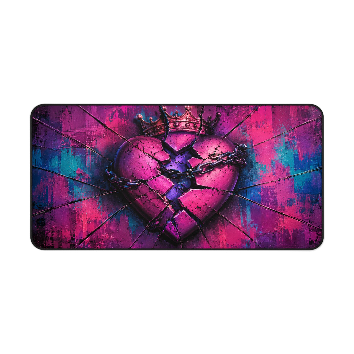 Pink Crowned Broken Heart Desk Mat